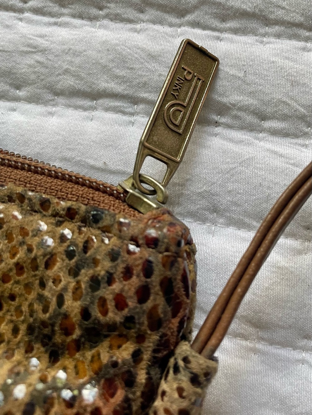 Vintage Pinky Leather Snake-Print Crossbody Purse - Picture 9 of 9